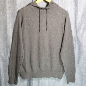 GAP Pullover Sweater Lightweight Cotton Cashmere Blend Hooded Grey Men's Size XL